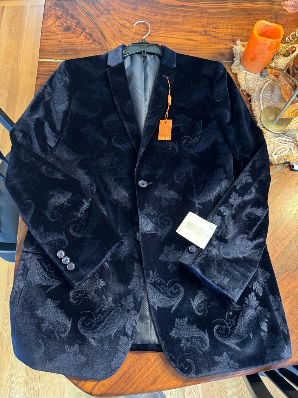 TALLIA NWT Dark Navy Paisley Velvet Sport Coat 20R